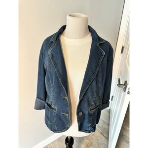 Baccini Women’s Denim Blazer Jacket - Size Large - Stretch Fit